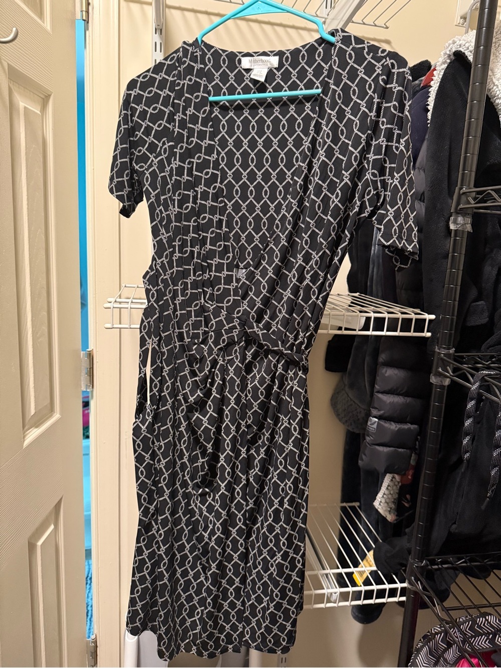 Motherhood Maternity Black Geometric Wrap Dress